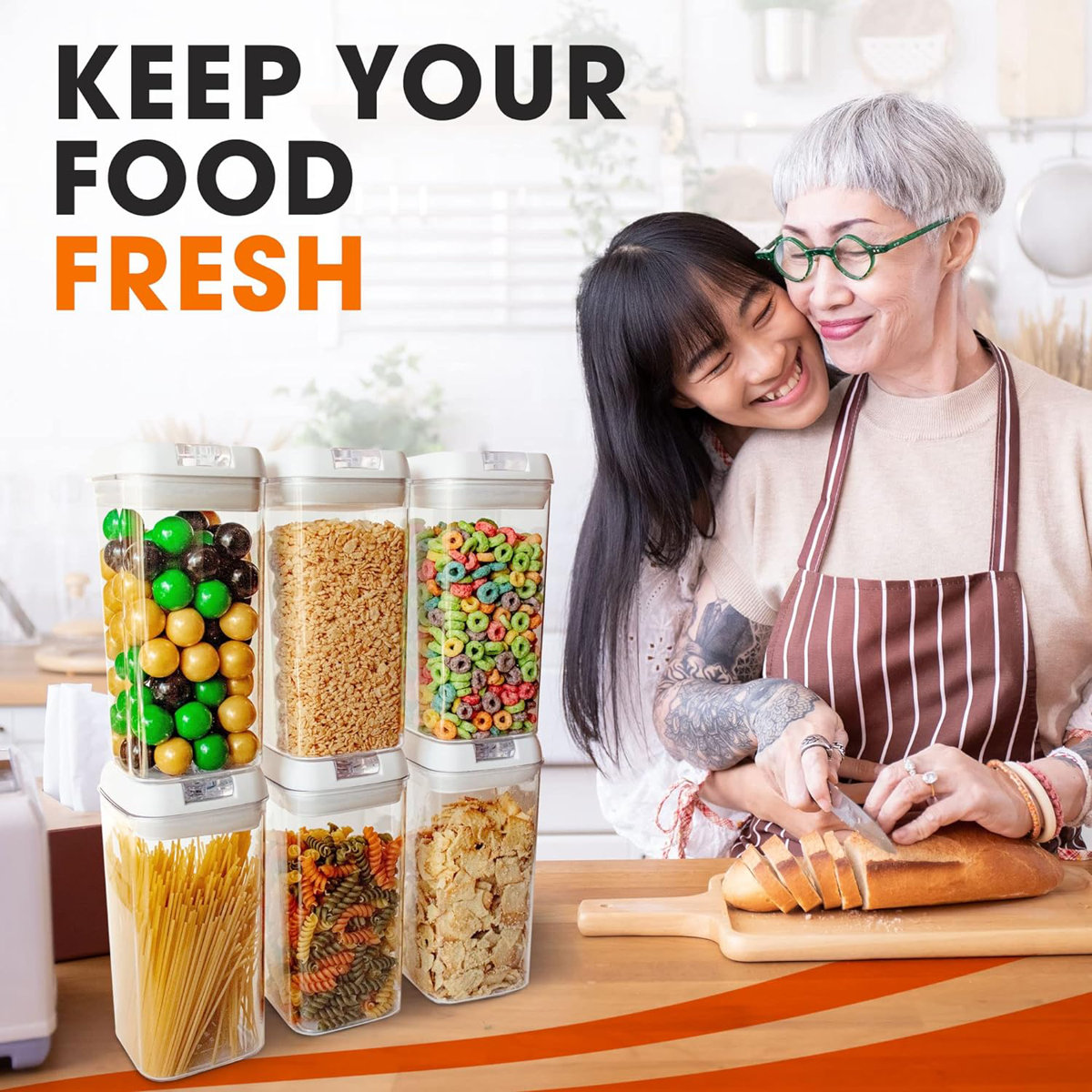 Cheer Collection 43.2oz. Food Storage Container (Set of 6)